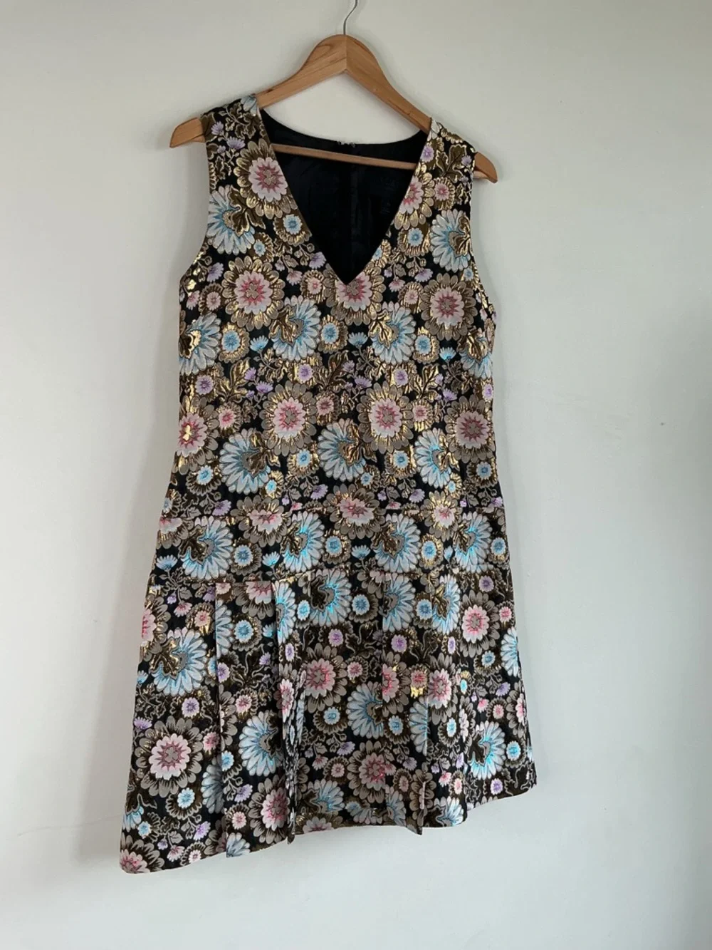 J.Crew Metallic Thread Japanese Flower Dress Sleeveless Fit & Flare Elegant Sz12 - Picture 4 of 8